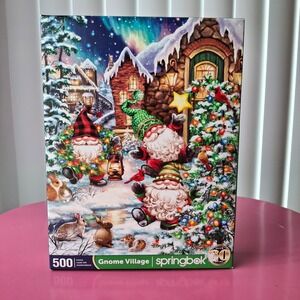 Springbok Gnome Village 500 Piece Jigsaw Puzzle Christmas Winter 18x23.5